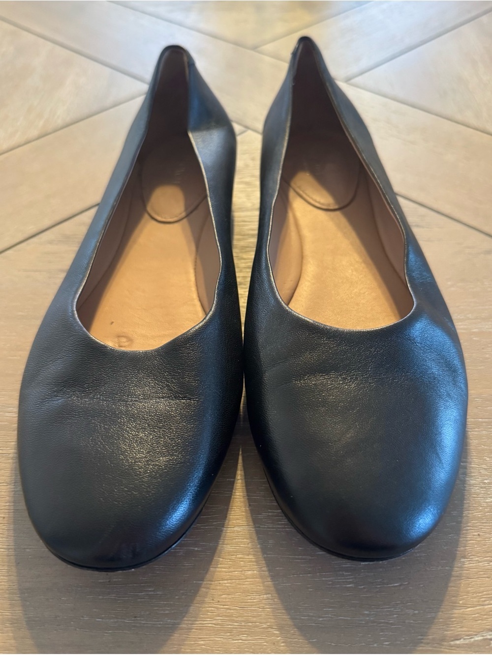 Lewit Black Genuine Leather Rounded Toe Ballet Flats - Made in Italy - Picture 2 of 11